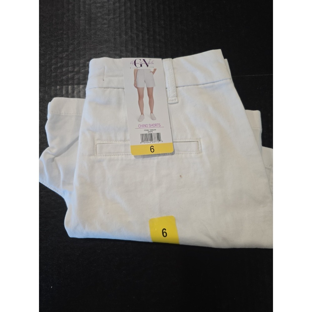 Gloria Vanderbilt Chino Shorts Womens Size 6 White Stretch Twill Midrise 5" Inse